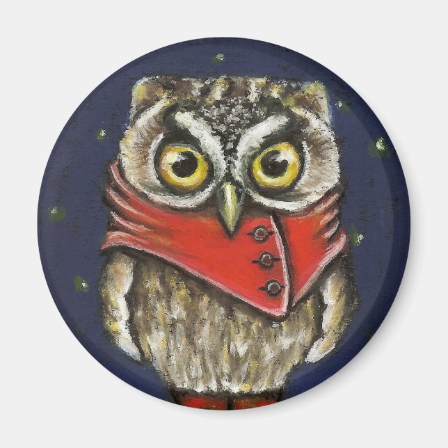 Little owl on ice magnet (Front)