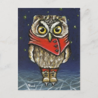 Little owl on ice postcard