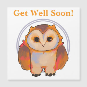 Little Owl, owlet, Get Well soon Magnetic Invitation