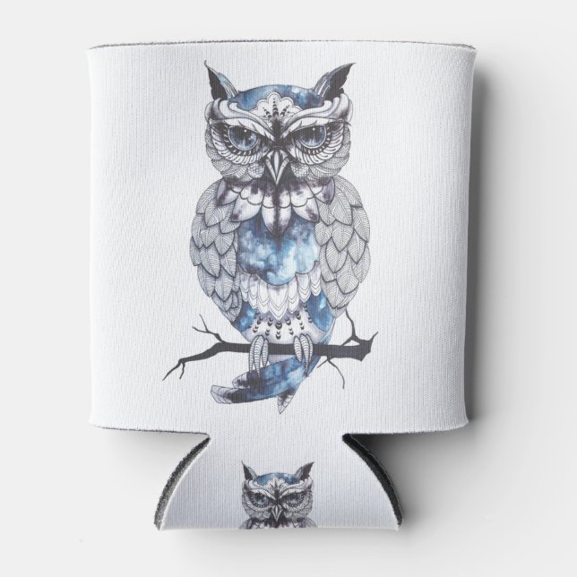Little Owl Tattoo Flash Idea Cartoon Owl Can Cooler (Front)