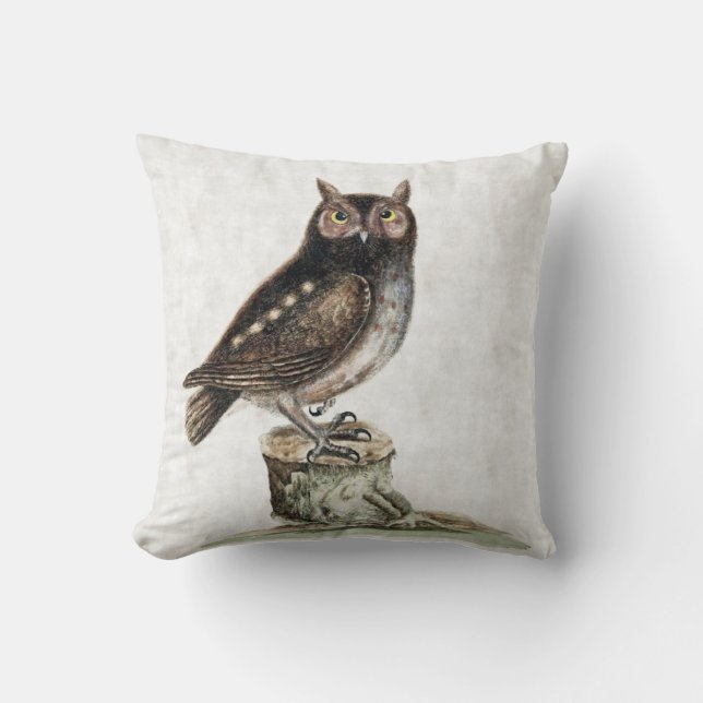 Little Owl Throw Pillow (Front)