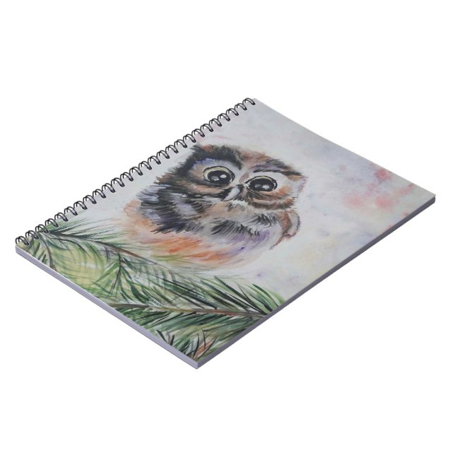 Little Owl Watercolor Painting Notebook (Left Side)