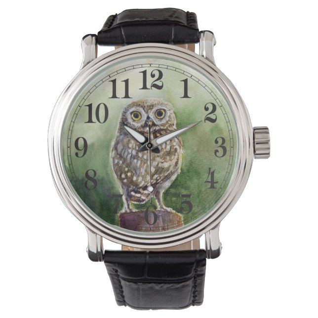 Little owl watercolor watch (Front)