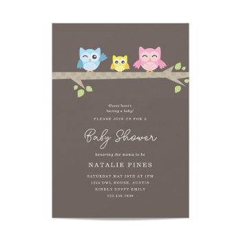 Little Owls Baby Shower Invite by origamiprints at Zazzle