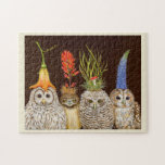 Little Owls On Big Hat Night Puzzle at Zazzle