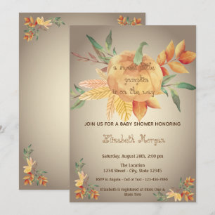 Little Pampkin,Leaves,Autumn Baby Shower Invitation