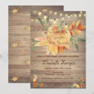 Little Pampkin,Lights,Wood  Baby Shower Invitation