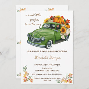 Little Pampkin,Truck Sunflower Autumn Baby Shower  Invitation