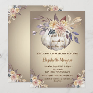 Little Pampkins,Flowers,Autumn Baby Shower  Invitation