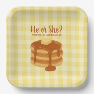 Little Pancake Brunch Theme Gender Reveal Paper Plates