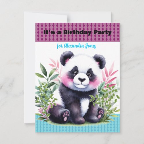 Little Panda Bear Birthday Party Invitation