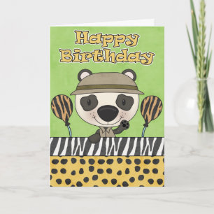 Little Panda Bear Safari Birthday Card
