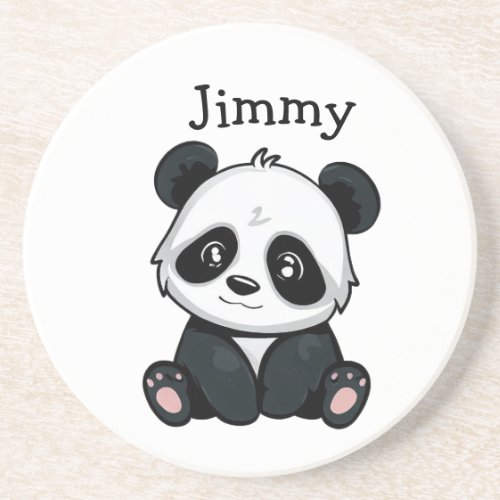 Little Panda Cute Colorful Kids Baby Name Coaster