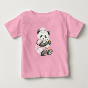  Little panda in a pink jumpsuit by Natasha Us   Baby T-Shirt