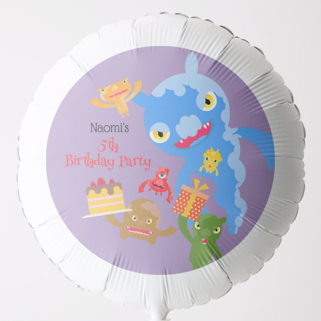 Little Party Monster and confetti Birthday Party Balloon (Front)