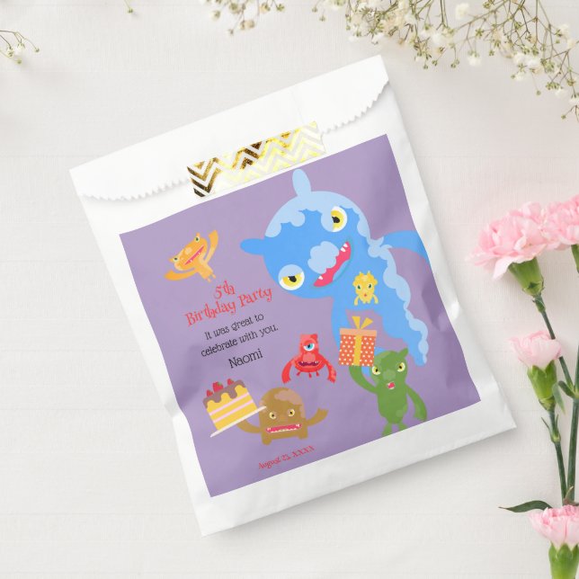 Little Party Monster and confetti Birthday Party Favor Bag (Sealed)