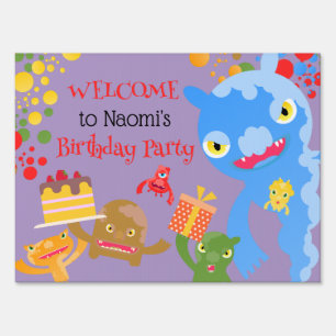 Little Party Monster and confetti Birthday Party Sign