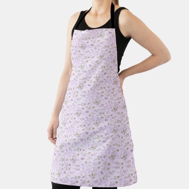 Little Pastel Purple Floral Apron (Insitu)