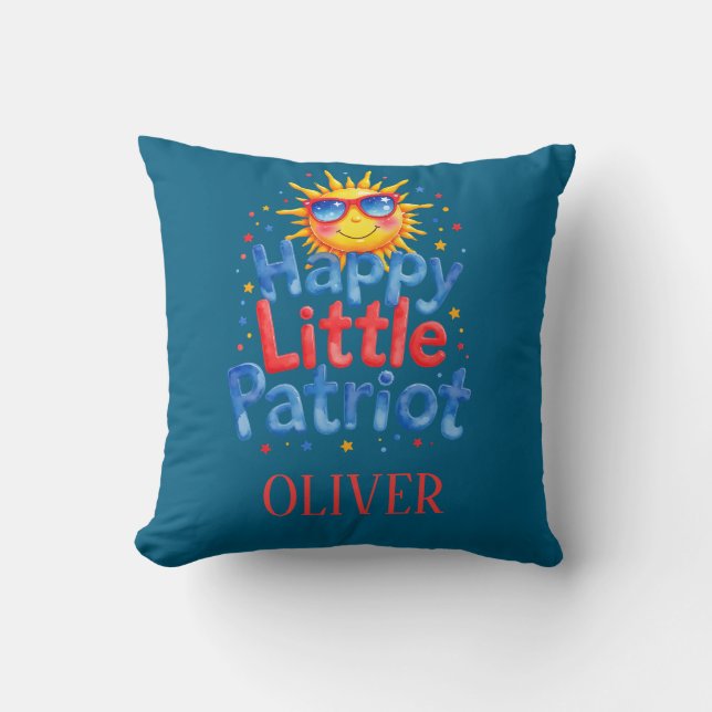 Little Patriot 4th of July Decor Throw Pillow (Front)