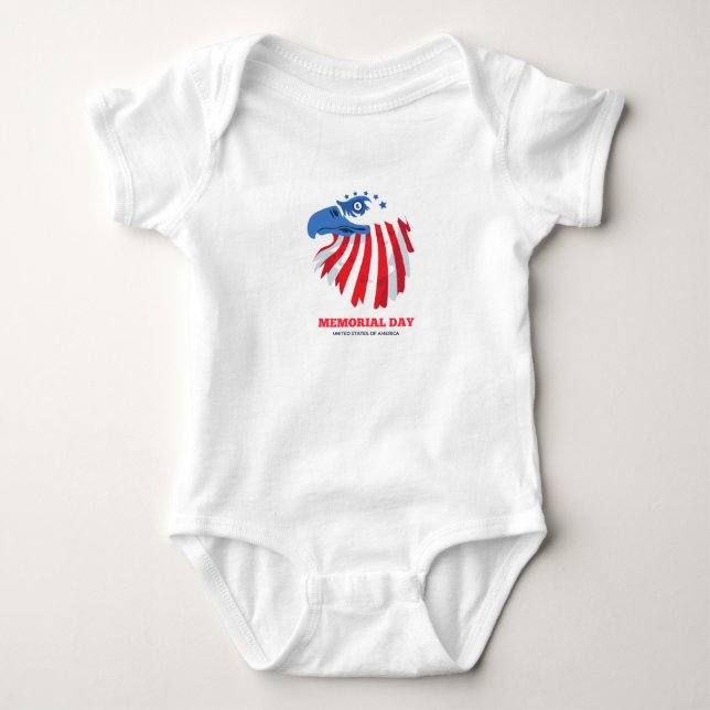 Little Patriot: Memorial Day Baby Bodysuit (Front)