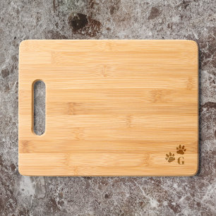 Little Paw Prints & Initial Engraved Cutting Board