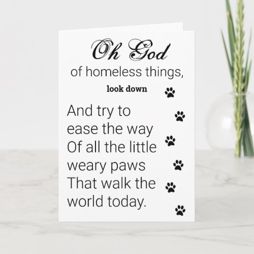 Little Paws Prayer for Homeless Dogs  Cats Card