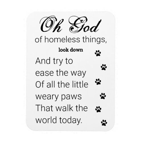 Little Paws Prayer for Homeless Dogs  Cats Magnet