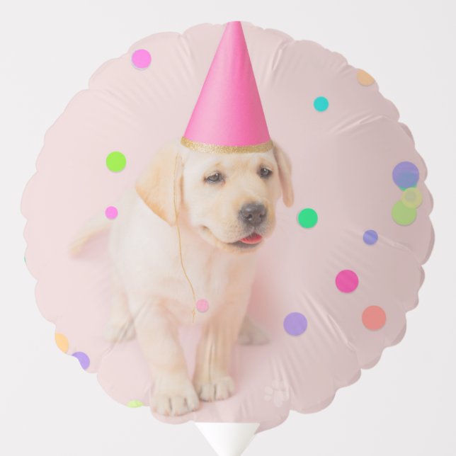 Little Paws Yellow Lab puppy pink birthday Balloon (Front)