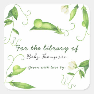 Little Pea Baby Shower - For the library of Square Sticker