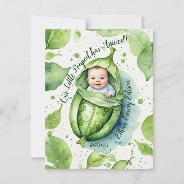 Little Pea in a Pod - Birth Announcement (Front)