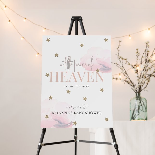 Little Peace Heaven Pink Girl Baby Shower Welcome Foam Board (In Situ (Stand))