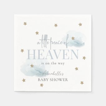 Little Peace of Heaven Blue Boy Baby Shower Napkins | Zazzle