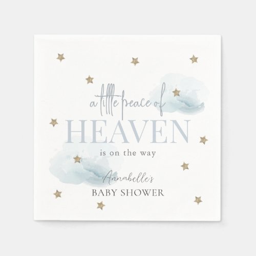 Little Peace of Heaven Blue Boy Baby Shower Napkins