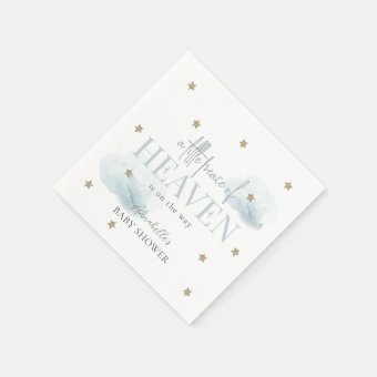 Little Peace of Heaven Blue Boy Baby Shower Napkins | Zazzle