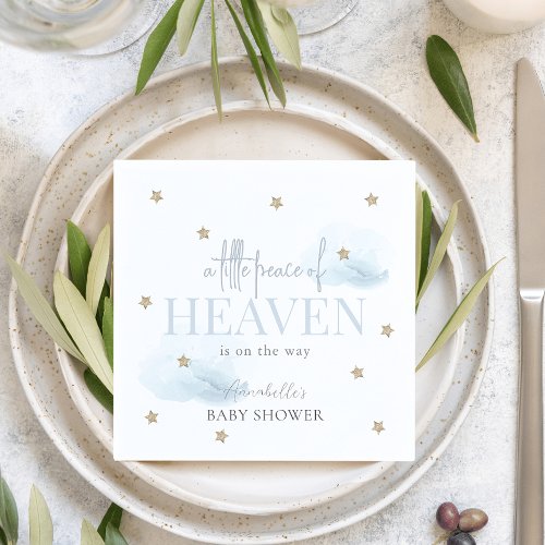 Little Peace of Heaven Blue Boy Baby Shower Napkins