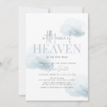 Little Peace of Heaven Boy Blue Cloud Baby Shower Invitation