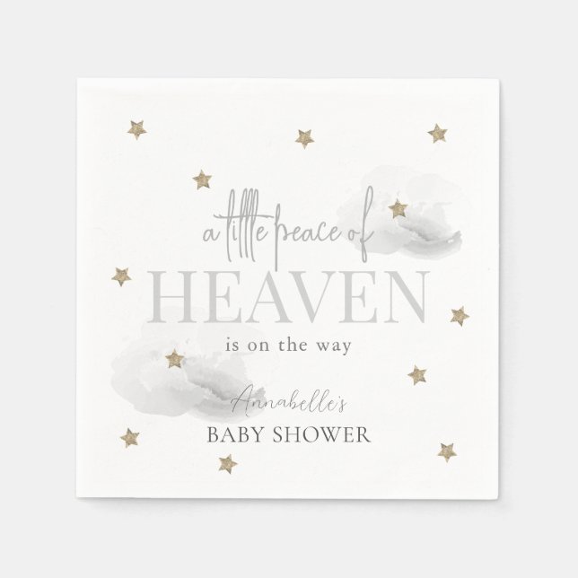 Little Peace of Heaven Gray Baby Shower Napkins (Front)
