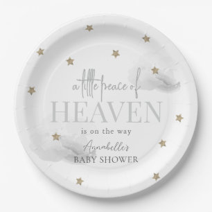 Little Peace of Heaven Gray Baby Shower Paper Plates