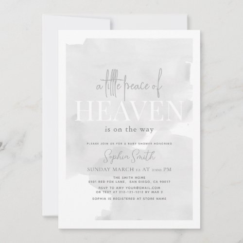 Little Peace of Heaven Gray Sky Baby Shower Invitation