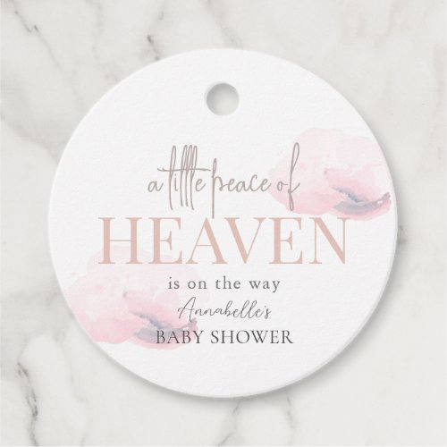 Little Peace of Heaven Pink Cloud Girl Baby Shower Favor Tags