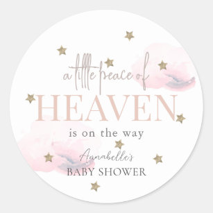 Little Peace of Heaven Pink Girl Baby Shower Classic Round Sticker