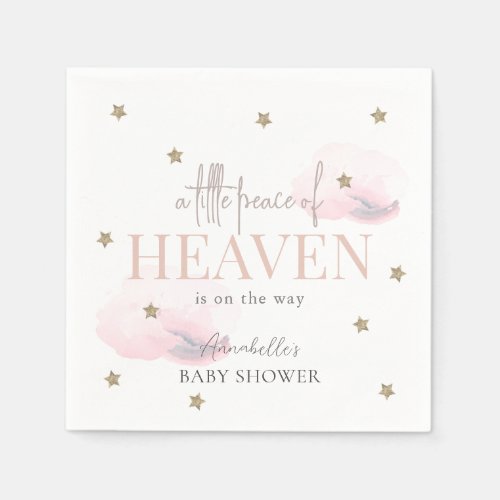 Little Peace of Heaven Pink Girl Baby Shower Napkins