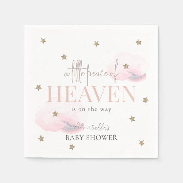 Little Peace of Heaven Pink Girl Baby Shower Napkins (Front)