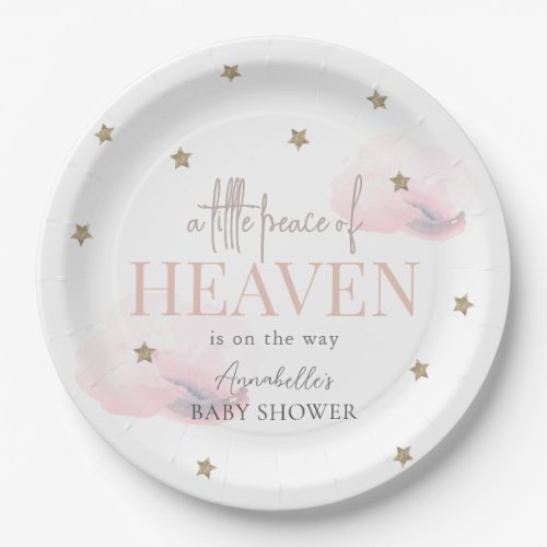 Little Peace of Heaven Pink Girl Baby Shower Paper Plates