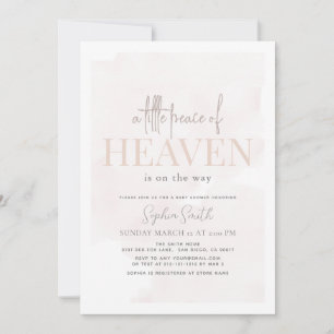 Little Peace of Heaven Pink Girl Sky Baby Shower Invitation