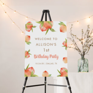 Little Peach 1st Birthday Party Welcome Foam Board