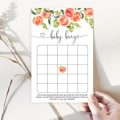 Little peach baby shower bingo game