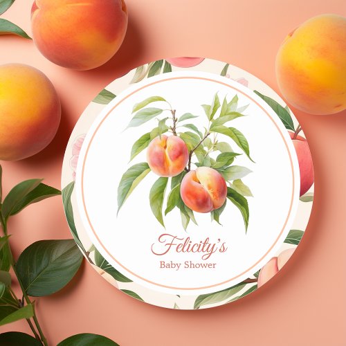 Little Peach Baby Shower Classic Round Sticker