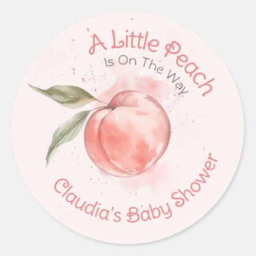 Little Peach Baby Shower Classic Round Sticker