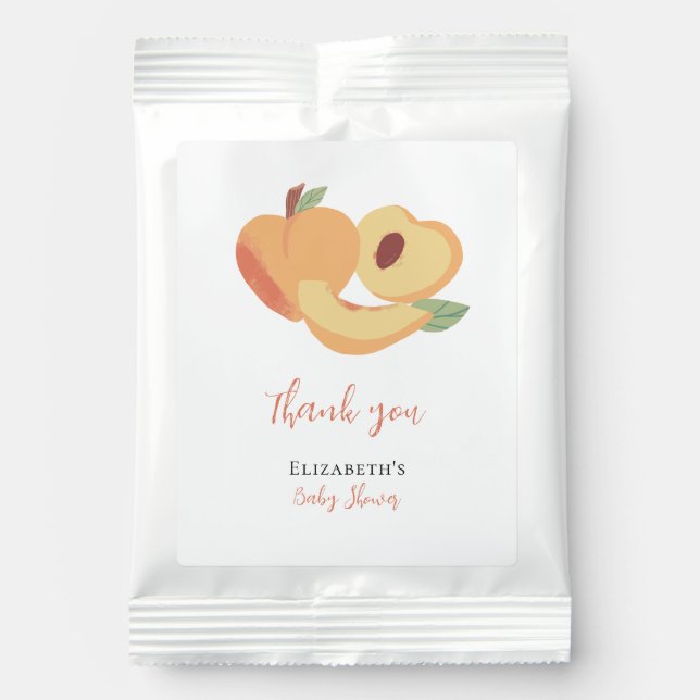Little Peach Baby Shower Cute Fruit Hot Chocolate Drink Mix (Front)
